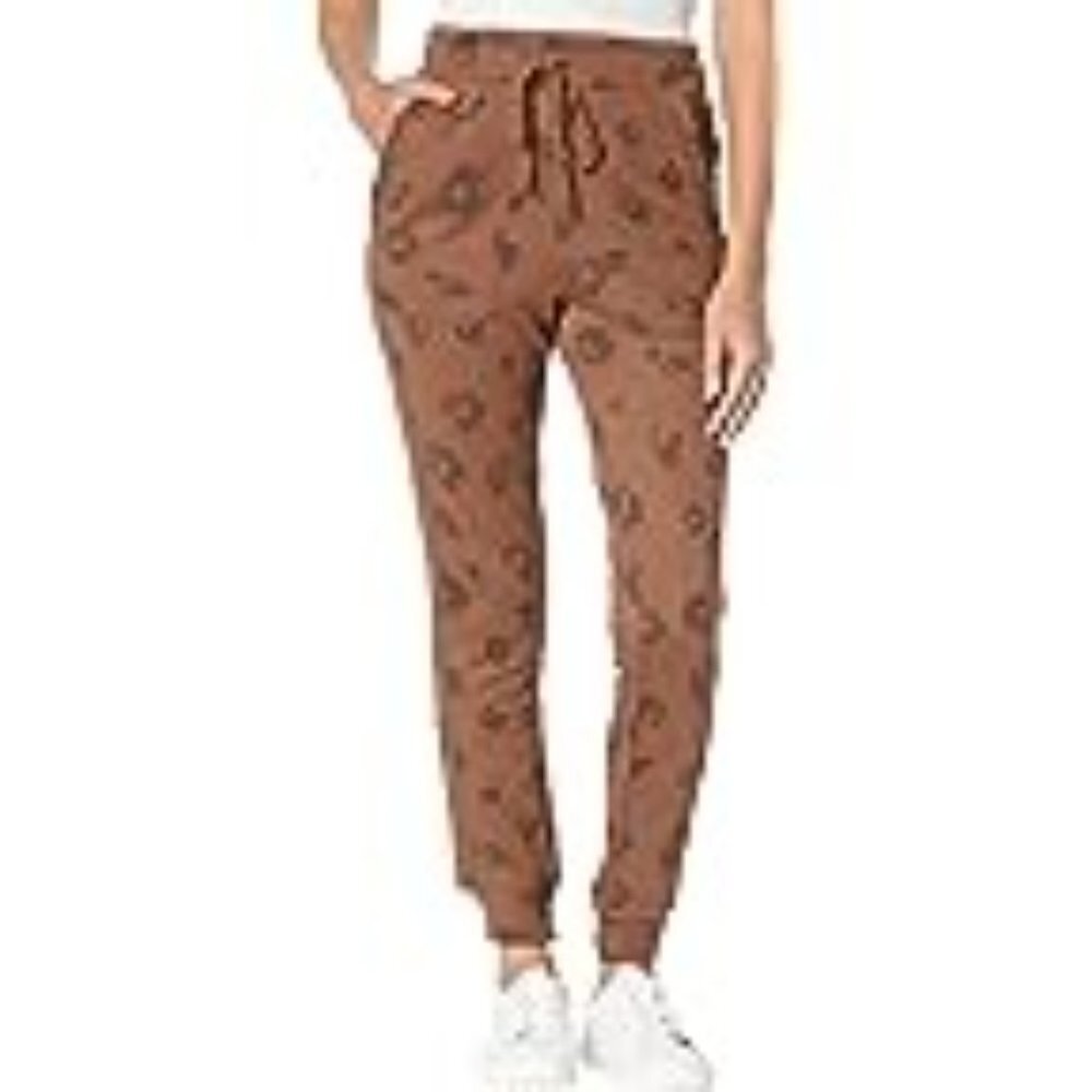 SPLENDID $138 Corinna Leopard Velvet Trim Terry‎ Joggers SM NWT